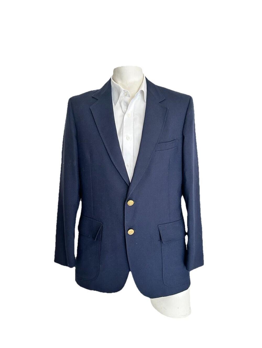 Vintage 70s McGregor Mens Blazer Sport Coat Sz 42R Navy Formal Office Two Button